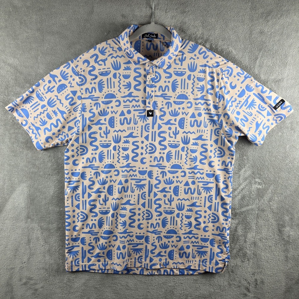 Bad Birdie Azteca Polo Shirt Mens XL Golf Performance Geometric Abstract Print - Picture 2 of 12
